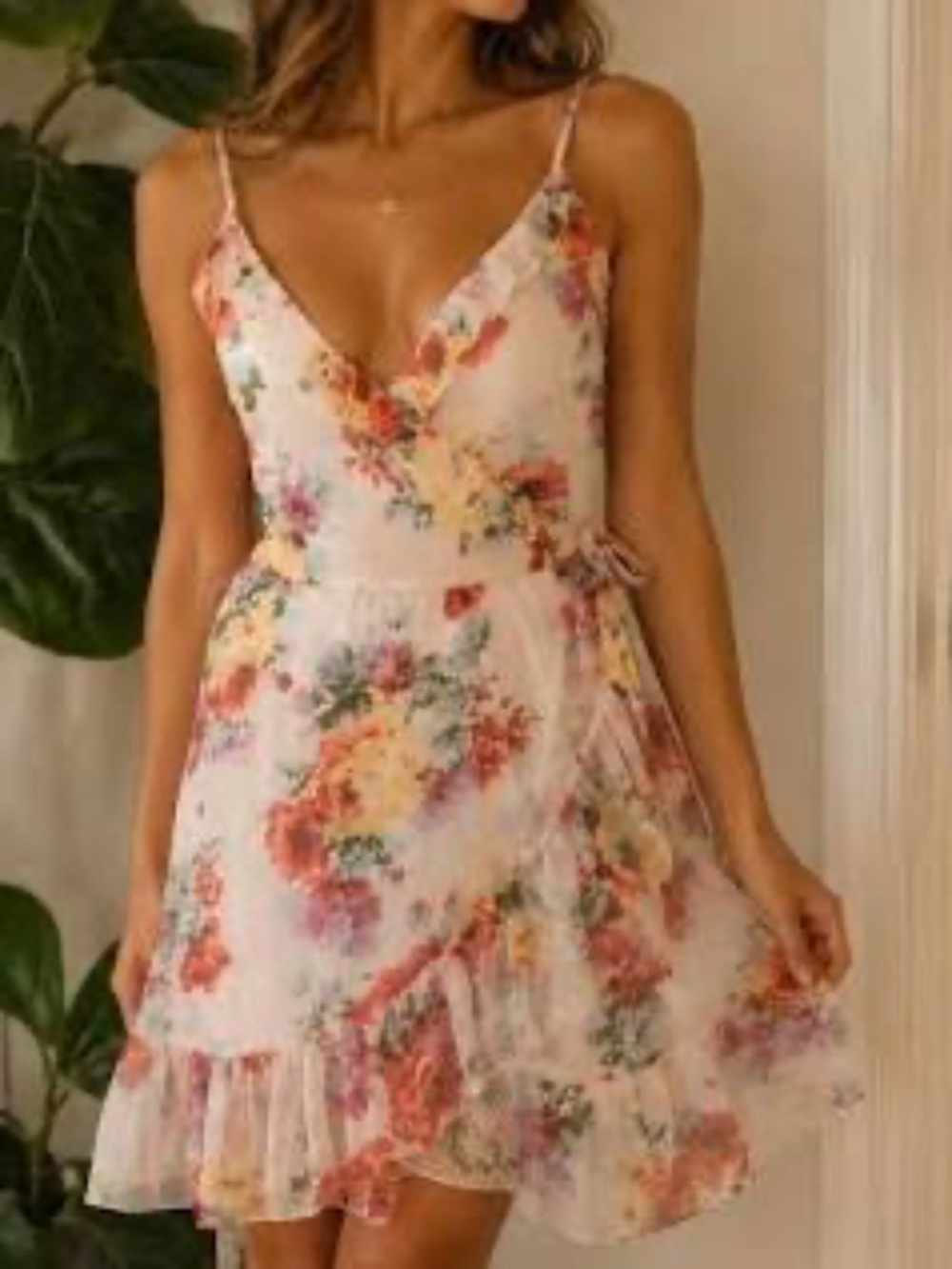 Abercrombie & Fitch Ruffled Wrap Dresses in Peach/M